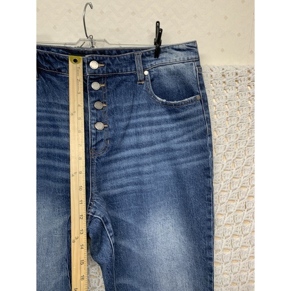 Liverpool Jean Size 12/31 Blue Denim High Rise Straight Leg Stretch Button Fly - Picture 8 of 12